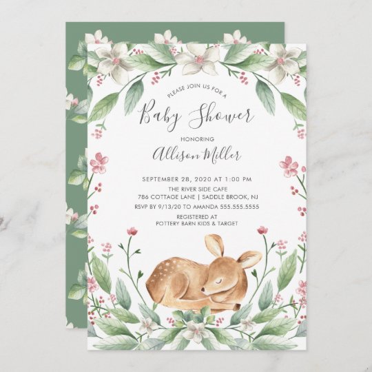 Sweet Deer Neutral Baby Shower Invitation | Zazzle.com