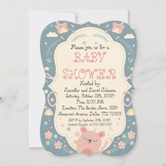 Sweet Delicate Baby Shower Invitation (Front)