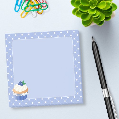 Sweet Delicious Blueberry Cupcake Blue Post_it Notes