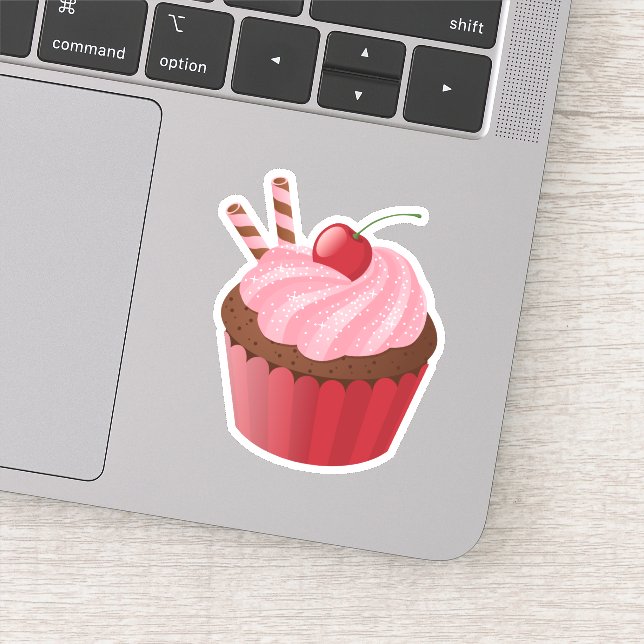 Sweet Delicious Cherry Cupcake Sticker (Detail)