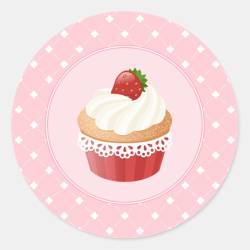 Sweet Delicious Strawberry Cupcake Classic Round Sticker