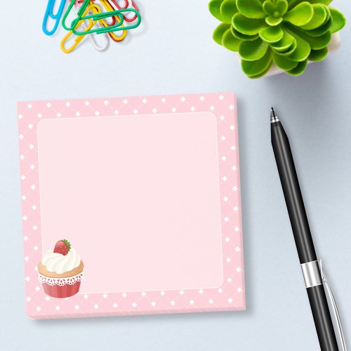 Sweet Delicious Strawberry Cupcake Pink Post_it Notes