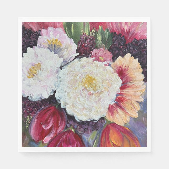 Sweet Delight abstract flower painting design Napkins (Front)