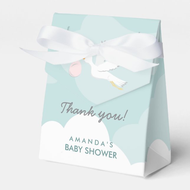 Sweet Delivery Stork Baby Shower Favor Box (Front Side)