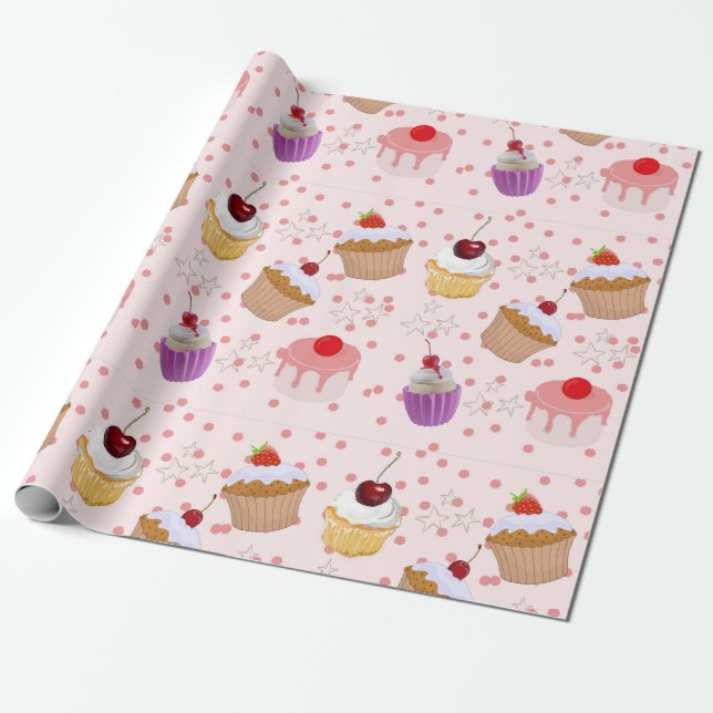 sweet deserts patterns wrapping paper (Unrolled)