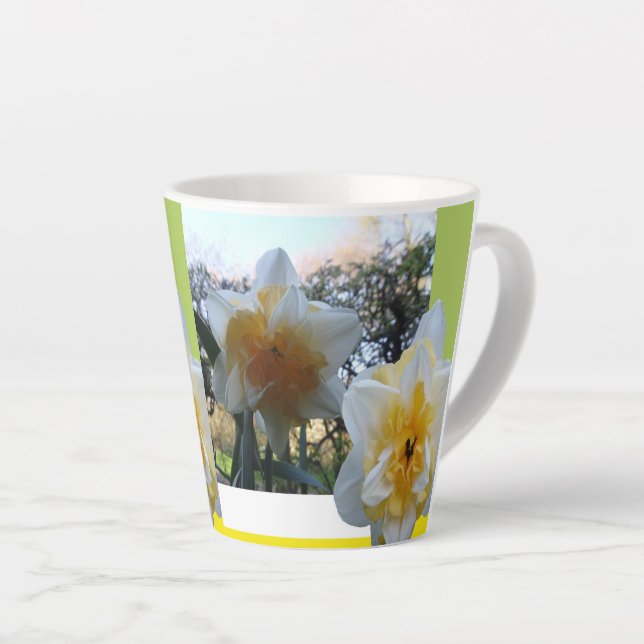 Sweet Desire Daffodils Design Latte Mug (Right Angle)