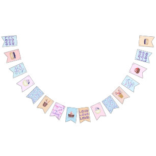 Sweet dessert and ice cream party bunting flags