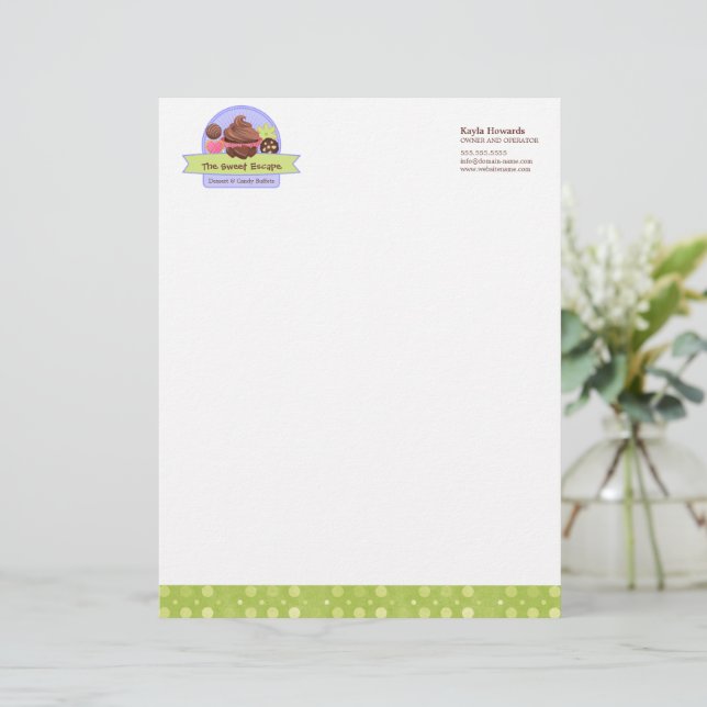 Sweet Desserts Bakery Letterhead (Standing Front)