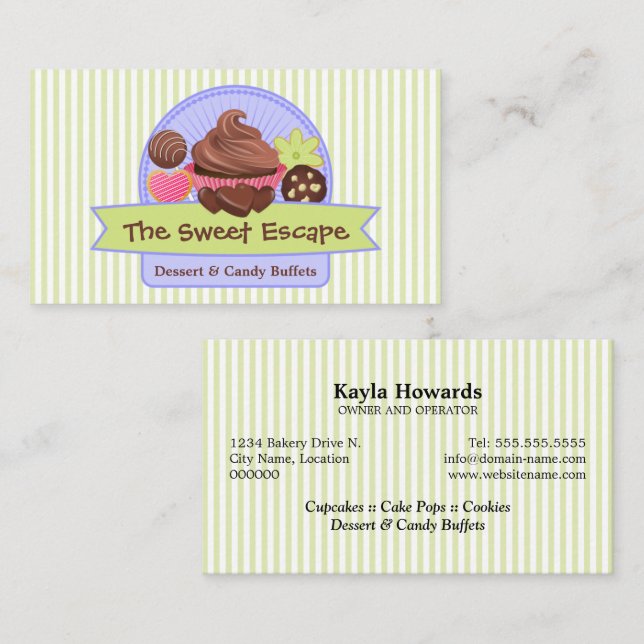 Sweet Desserts Green Business Card (Front/Back)