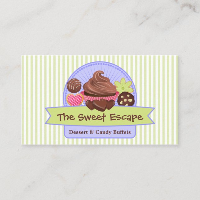 Sweet Desserts Green Business Card (Front)
