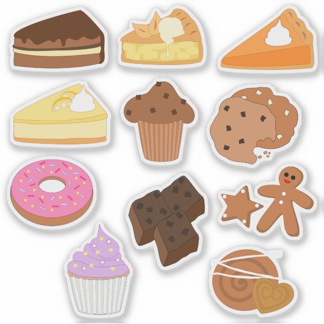 Sweet Desserts, Pastries, Bakes and Cakes Sticker (Front)