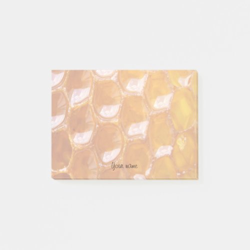 Sweet Detail of Golden Honeycomb With Your Name Post_it Notes