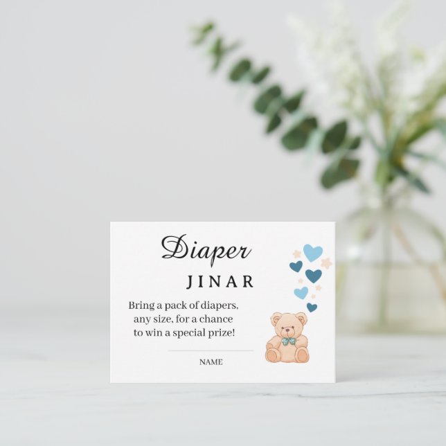 Sweet Diaper Raffle Card for Baby Shower (Standing Front)