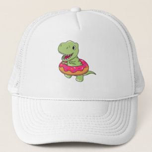 Sweet Dino T-Rex Funny Animals In Donut Pink Trucker Hat