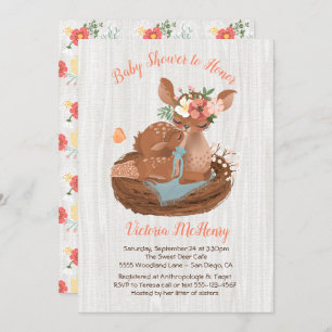Sweet doe and Momma Deer Baby shower Invitations