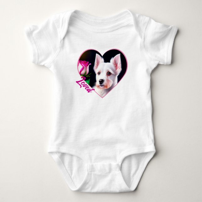 Sweet Dog And Rose Collection Baby Bodysuit (Front)