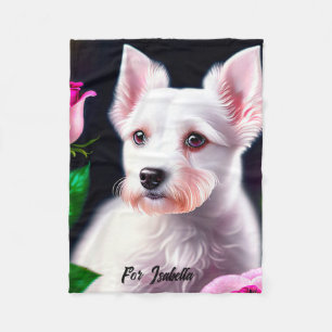 Sweet Dog And Rose Collection Fleece Blanket