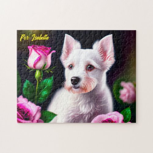 Sweet Dog And Rose Collection Jigsaw Puzzle