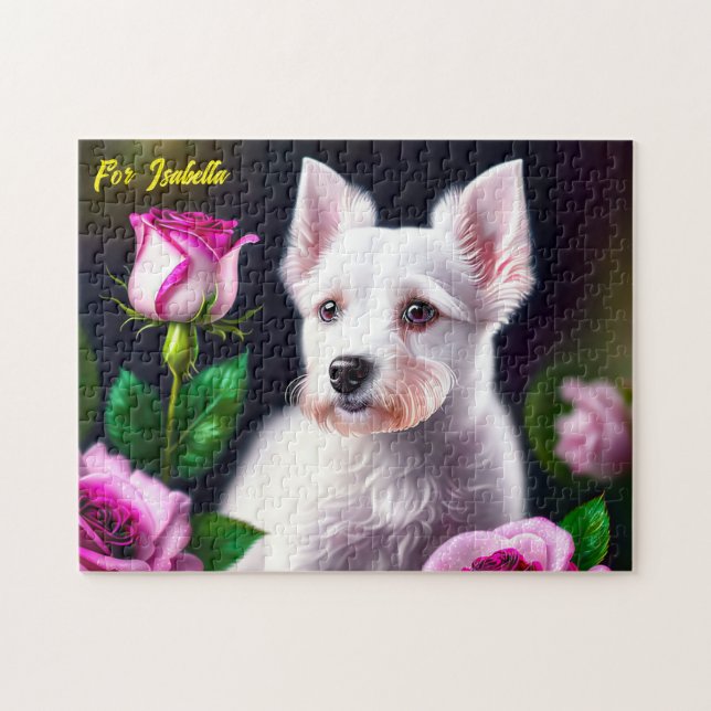 Sweet Dog And Rose Collection Jigsaw Puzzle (Horizontal)