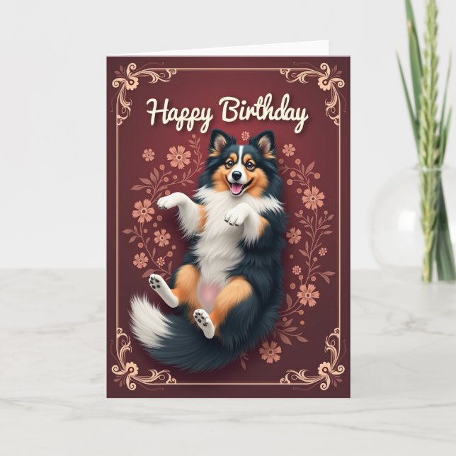 Sweet Dog Floral Card (Front)