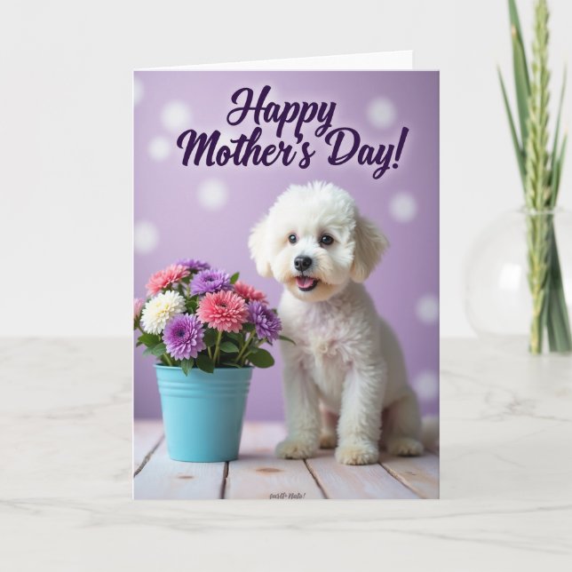 Sweet Dog Floral Mothers Day Card (Front)