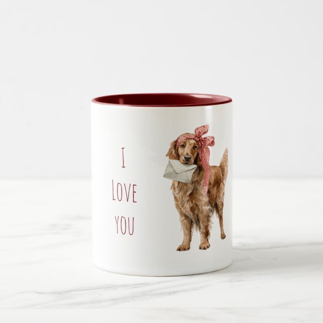 Sweet Dog Love Letter Two-Tone Coffee Mug (Center)