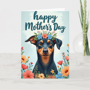 Sweet Dog Mothers Day Floral Card