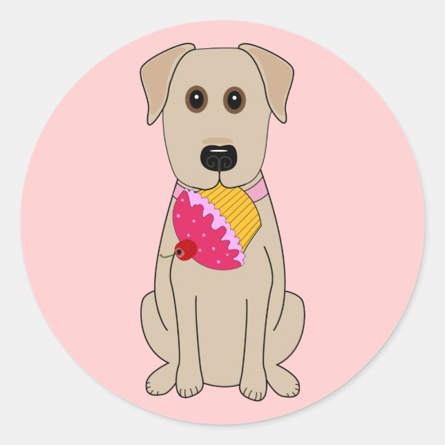 Sweet Dog Pink Classic Round Sticker (Front)