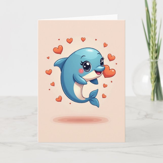 Sweet Dolphin Heart Card (Front)