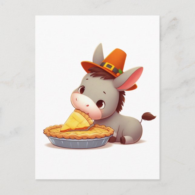Sweet Donkey Eats Pie  Postcard (Front)