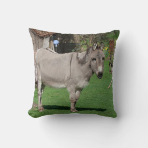 Sweet Donkey In The Garden Throw Pillow