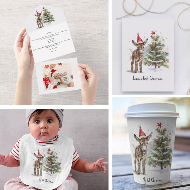 Sweet Donkey's First Christmas, custom All In One Invitation (Creator Uploaded)