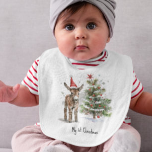 Sweet Donkey's First Christmas, custom Baby Bib