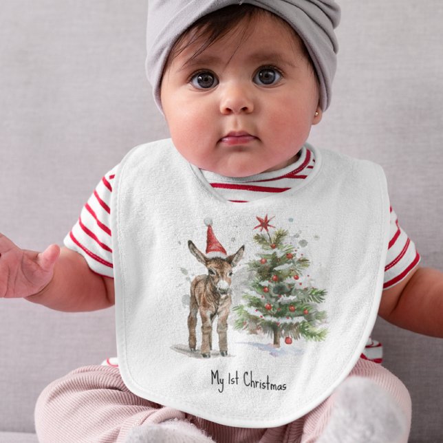 Sweet Donkey's First Christmas, custom Baby Bib (Creator Uploaded)