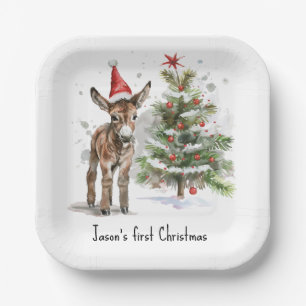 Sweet Donkey's First Christmas, custom Paper Plates