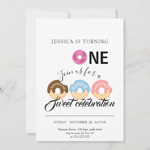 Sweet Donut 1st Birthday  Invitation