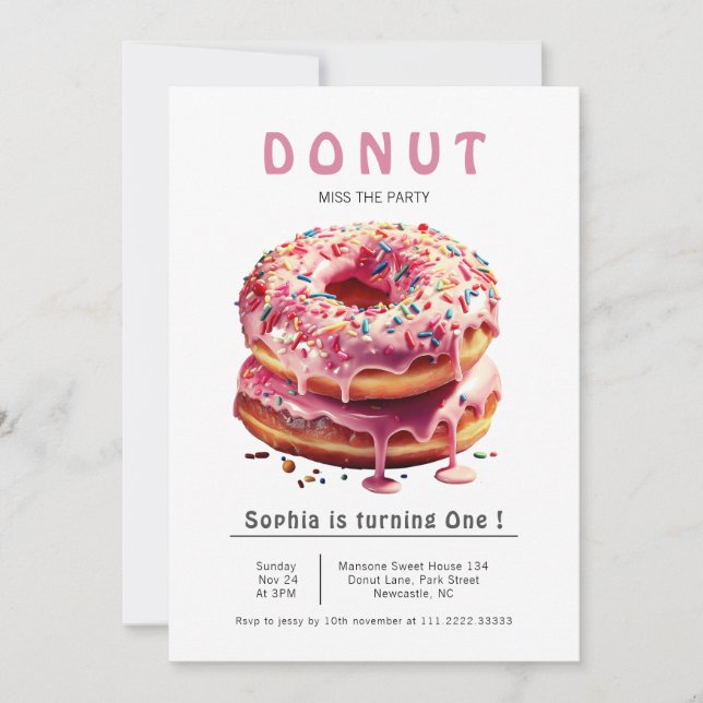 Sweet Donut 1st Birthday  Invitation (Front)