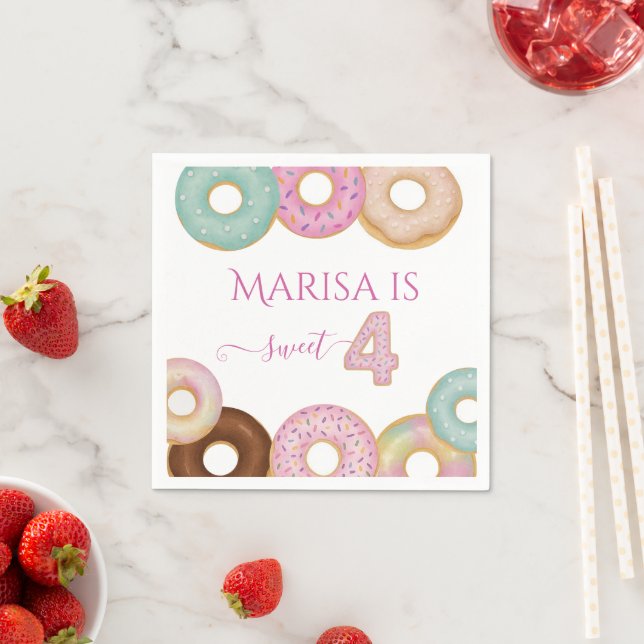 Sweet Donut Birthday | Colorful Kids Party -  Napkins (Insitu)