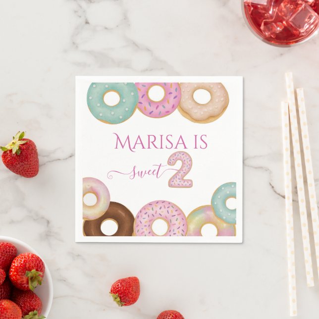 Sweet Donut Birthday | Colorful Kids Party -  Napkins (Insitu)