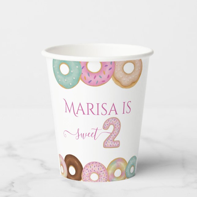 Sweet Donut Birthday | Colorful Kids Party -  Paper Cups (Front)