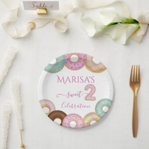 Sweet Donut Birthday Colorful Kids Party - Paper Plates
