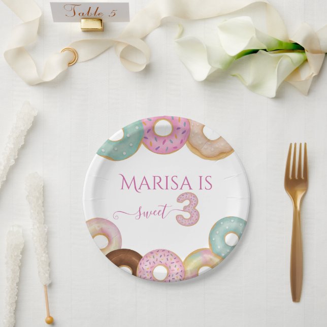 Sweet Donut Birthday | Colorful Kids Party -  Paper Plates (Wedding)