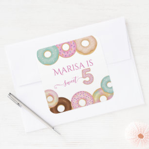Sweet Donut Birthday Colorful Kids Party - Square Sticker