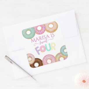 Sweet Donut Birthday Colorful Kids Party - Square Sticker