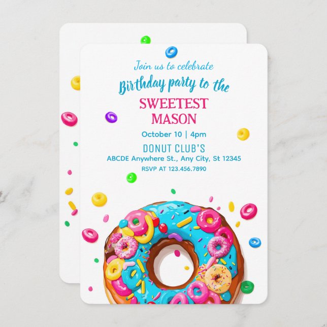sweet donut birthday Invitation (Front/Back)