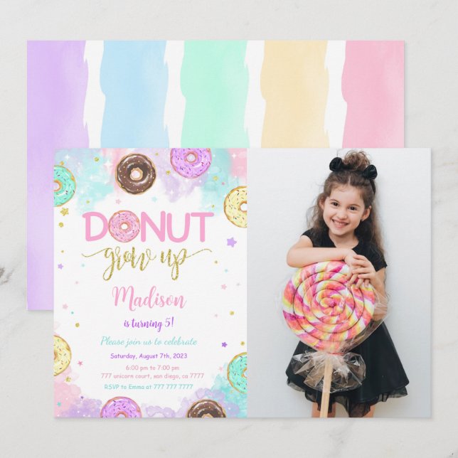 Sweet Donut Birthday Photo Invitation (Front/Back)