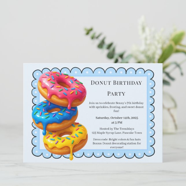 Sweet Donut Brunch | Birthday Celebration Invitation (Standing Front)