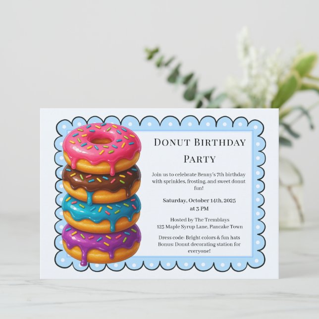 Sweet Donut Brunch | Birthday Celebration Invitation (Standing Front)