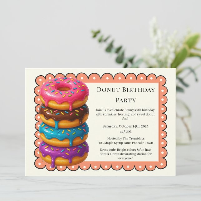 Sweet Donut Brunch | Birthday Celebration Invitation (Standing Front)