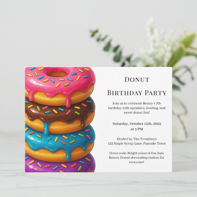 Sweet Donut Brunch | Birthday Celebration Invitation (Standing Front)